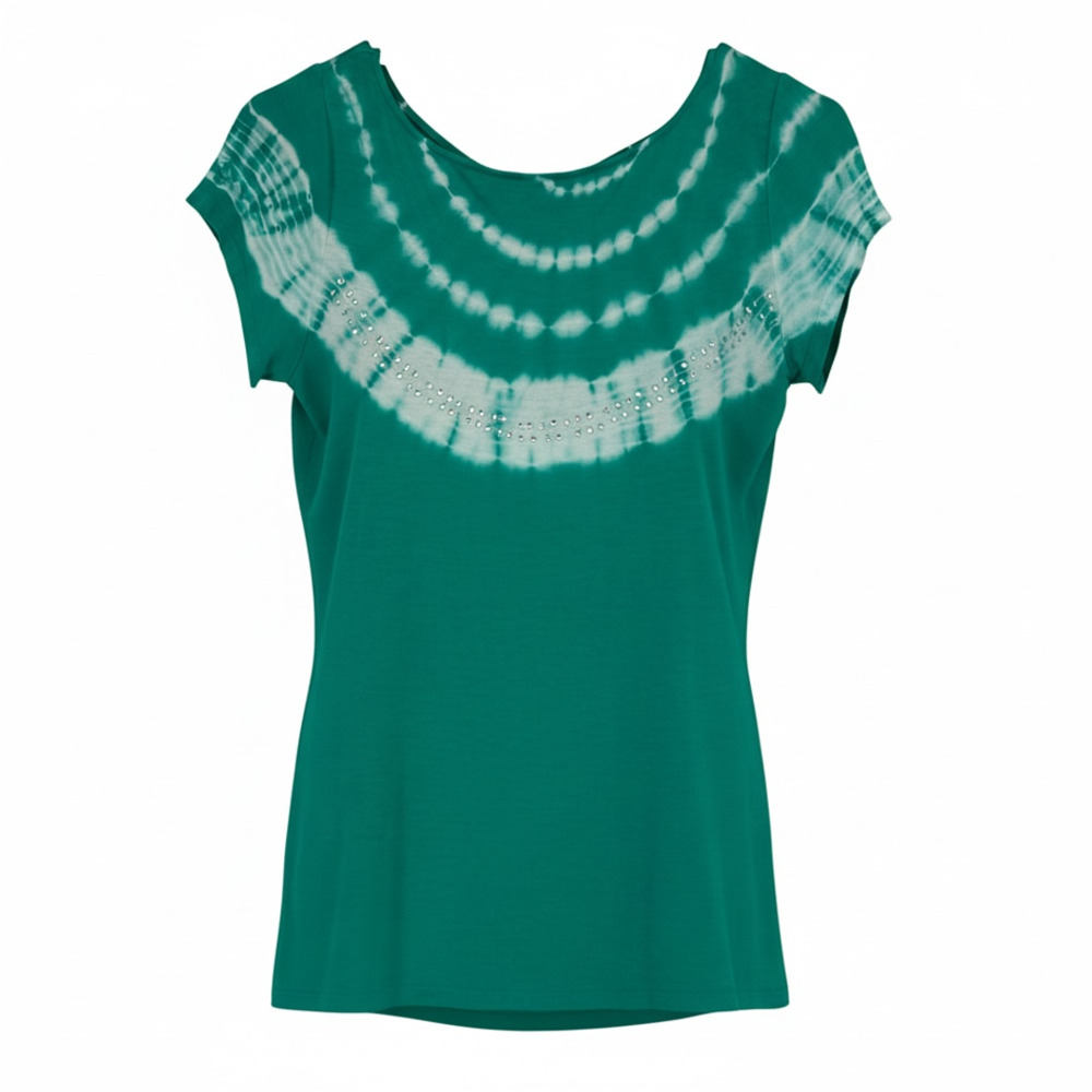 INC International Concepts Tie-Dye Embellished T-Shirt Size M Green